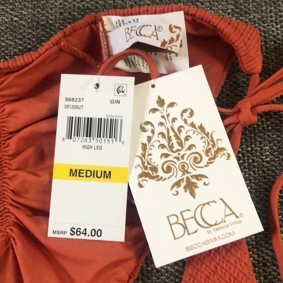 Women’s BECCA Beccaswim Pucker Up Tie Side Swim Bottom Swimwear Ginger M - Picture 13 of 17
